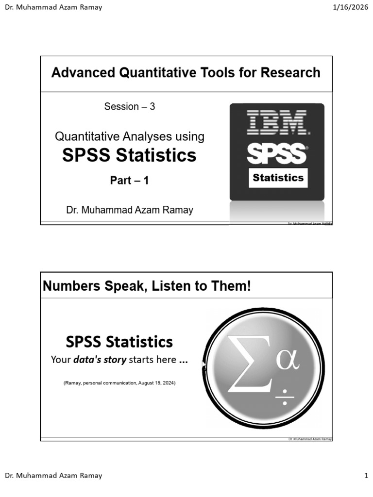 Aqtr Lecture 3 - Spss Part 1 | PDF | Statistics | Statistical Analysis