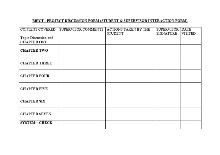 Bbict - Project Discussion Form | PDF