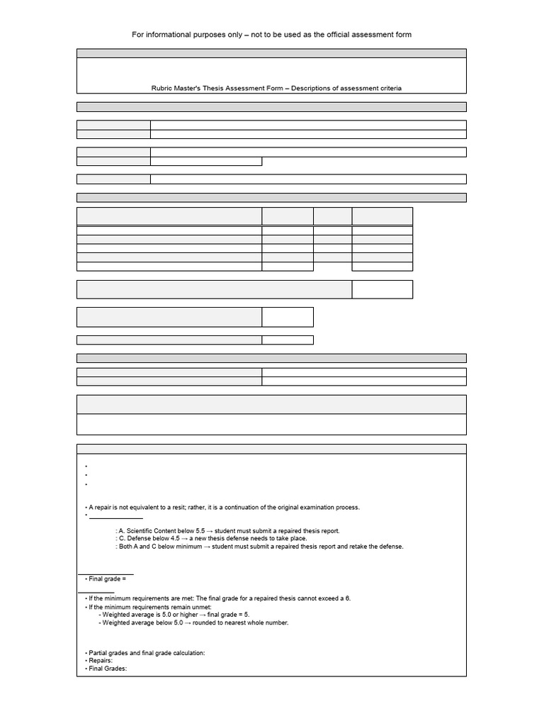 MSc Thesis Assessment Form | PDF | Methodology | Abstract (Summary)