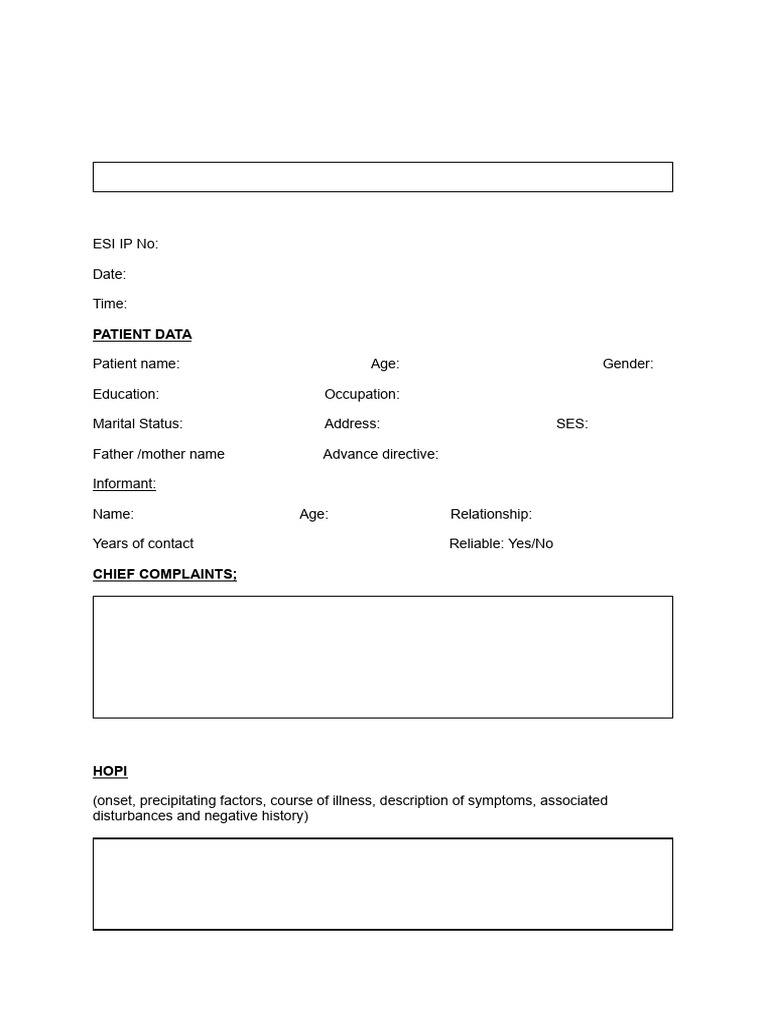 Proforma Case Taking | PDF | Neuroscience | Clinical Medicine