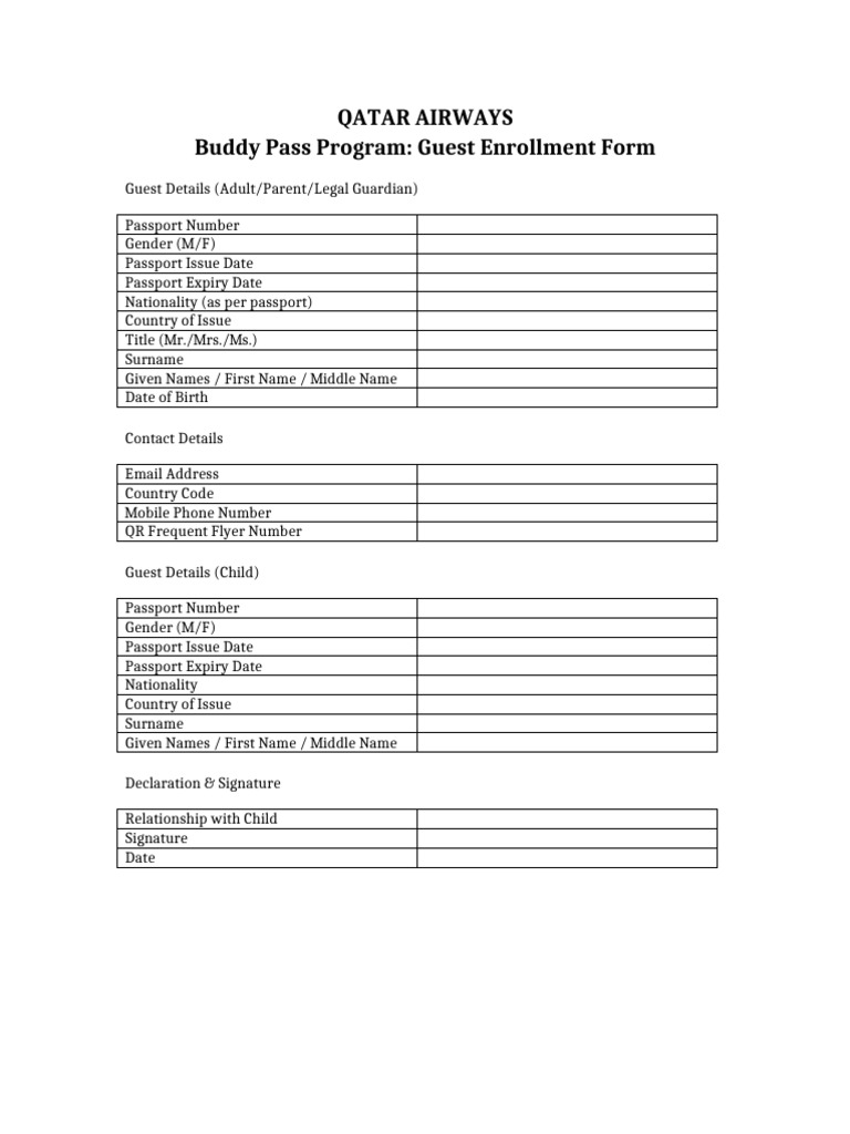 Qatar Buddy Form Editable | PDF