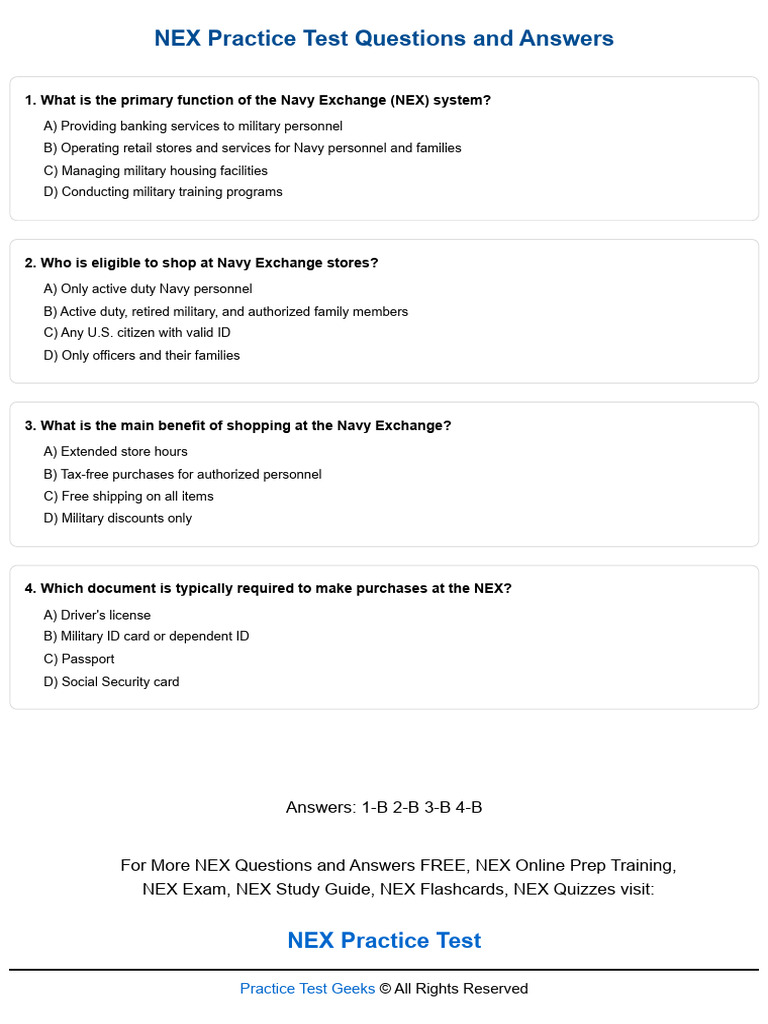 NEX Practice Test Questions and Answers (1) | PDF