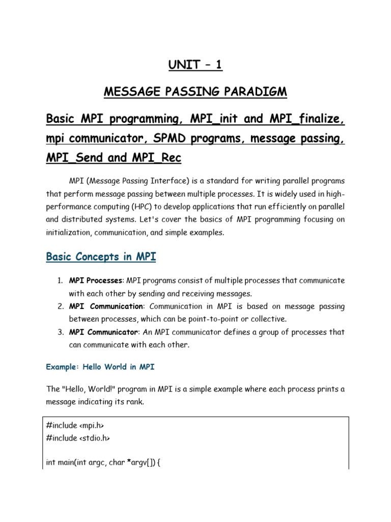 Unit_1_PPP | PDF | Message Passing Interface | Process (Computing)