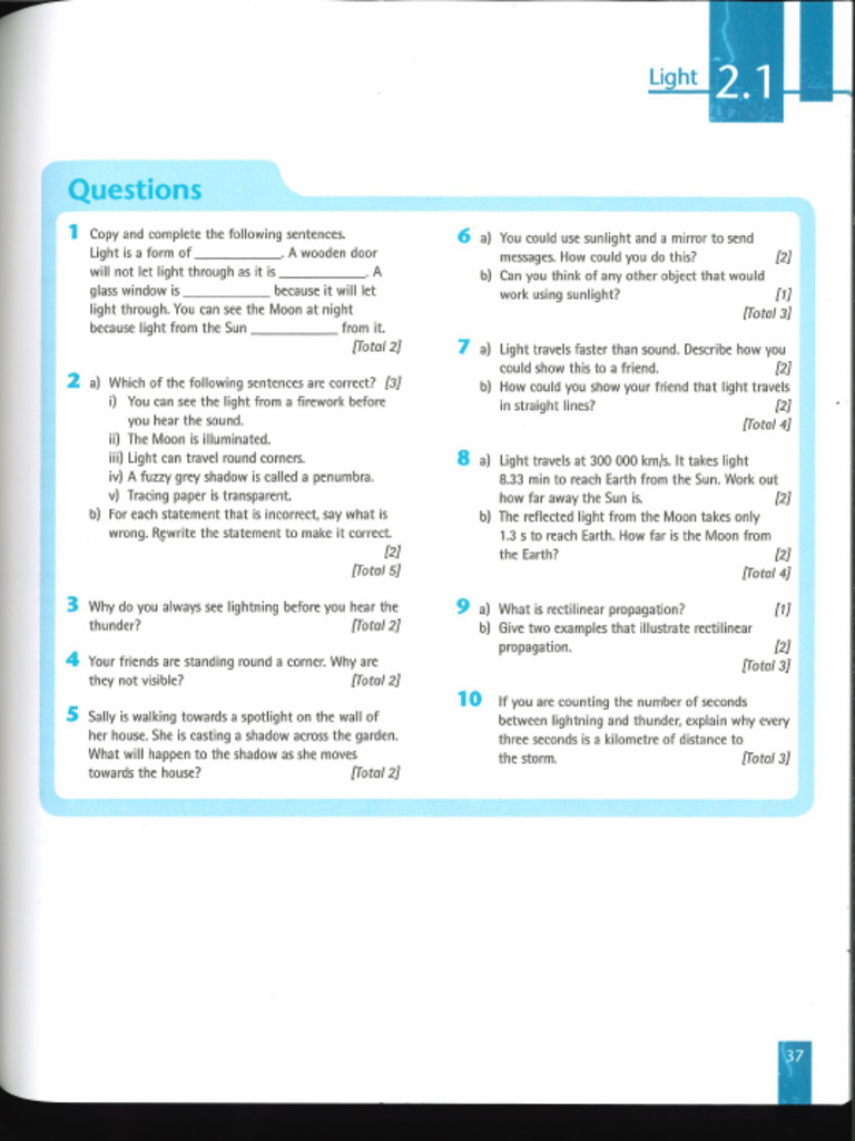 Revision - Textbook Questions Light | PDF