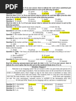 Reading Comprehension Answer Key | PDF