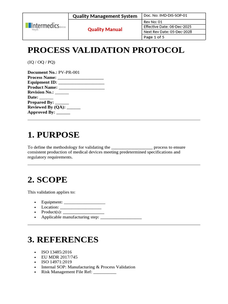 Process Validation Protocol | PDF | Verification And Validation ...