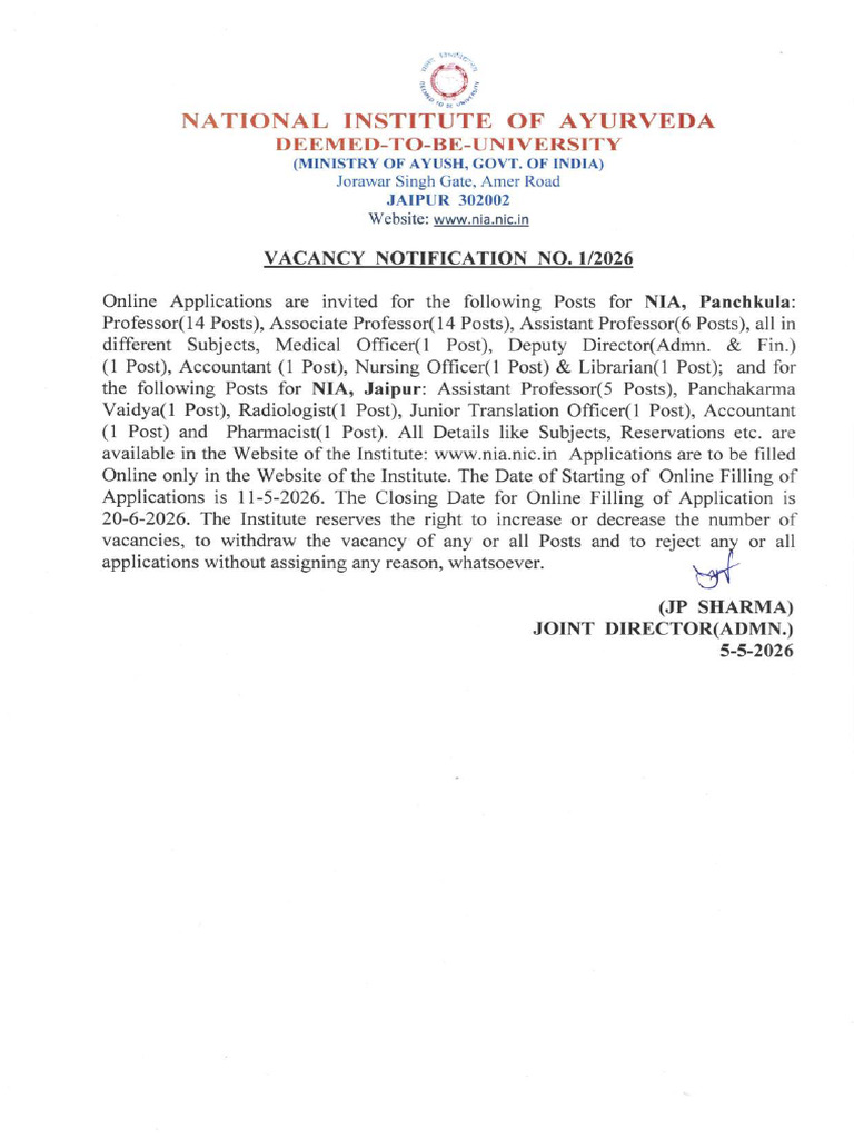 Detail Vacancy Notification No 1 2026 08 May 2026 | PDF