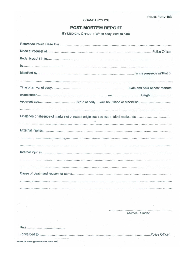 Post Mortem Report Police Form 48B | PDF