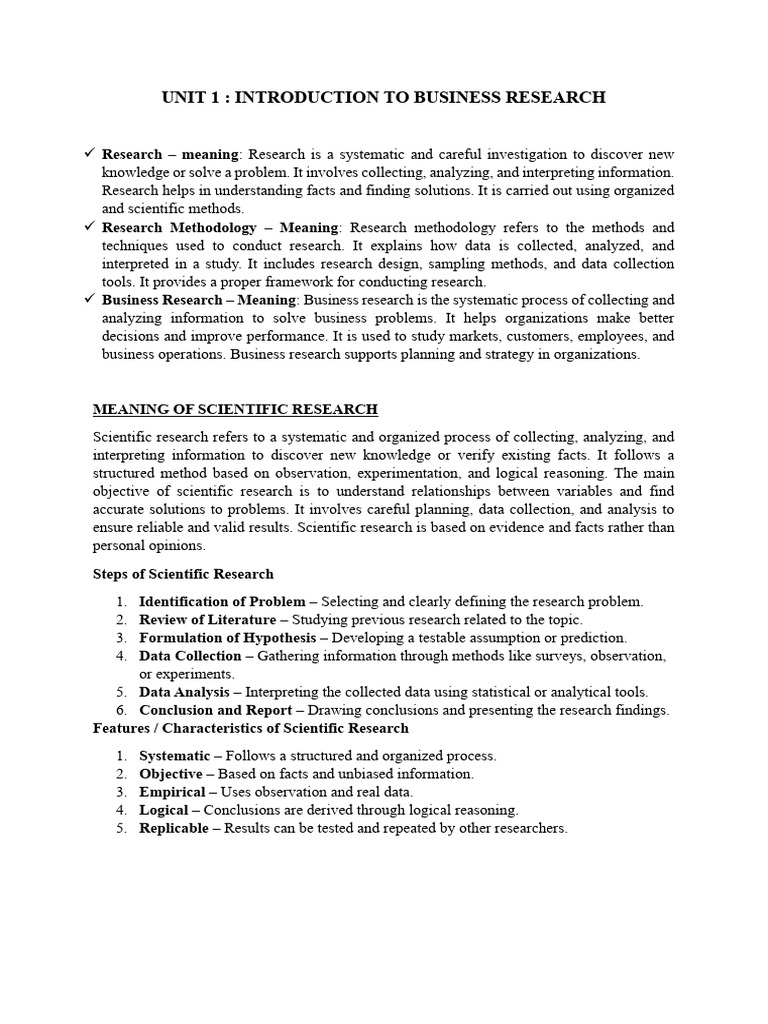 Research Methodology 1&2 Unit Notes | PDF | Methodology | Sampling ...