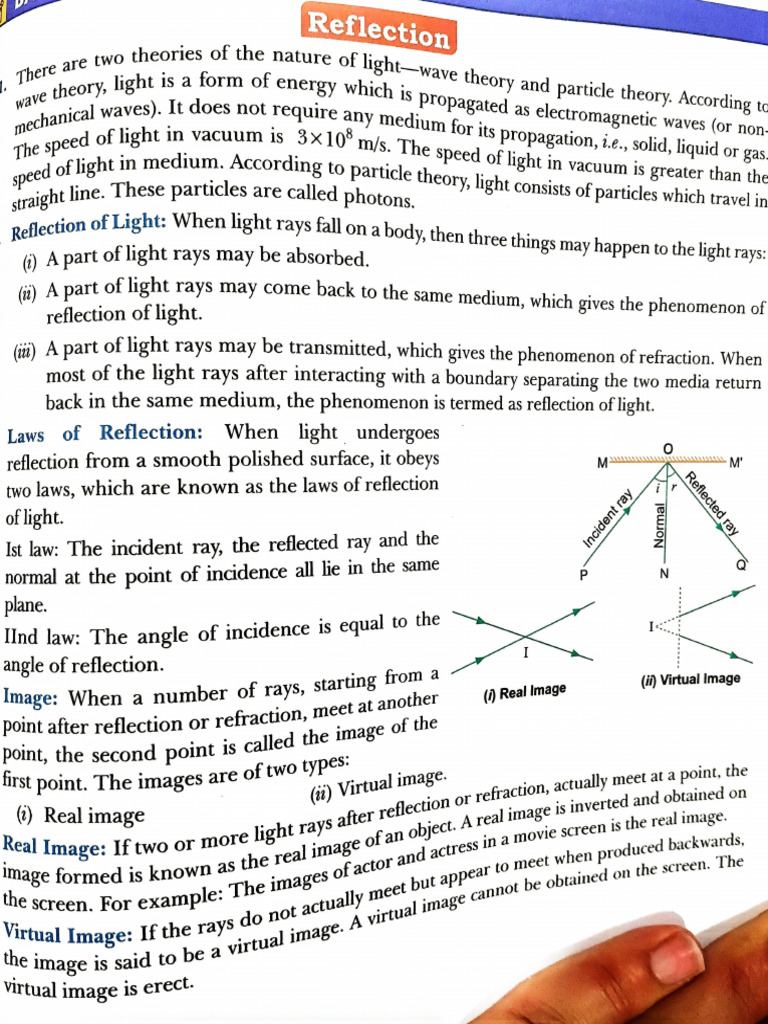 Light Reflection and Refraction Notes Part 1 | PDF