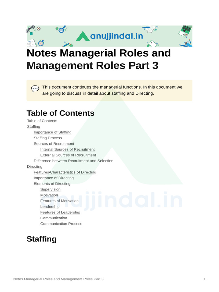3. Management Function and Management Roles Part 3 | PDF