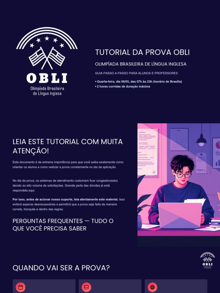 Tutorial Da Prova OBLI 2026.1 | PDF | Senha | Tempo