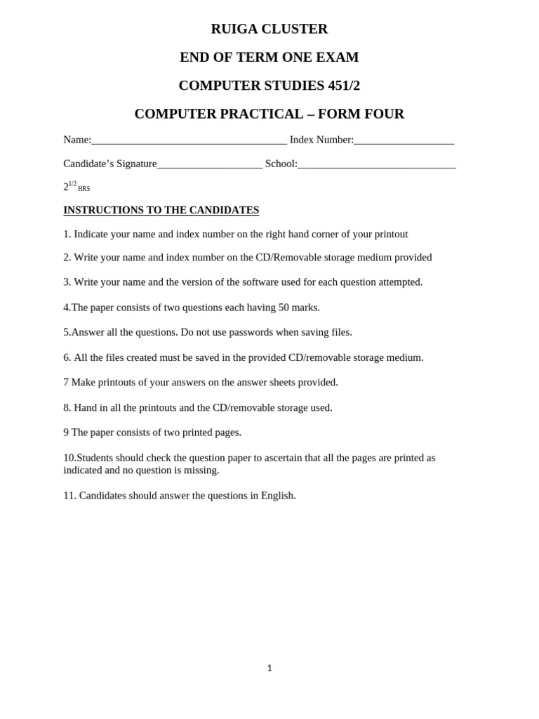 Ruiga End t1 2026 Comp f4 Pp2 Qs | PDF | Computing