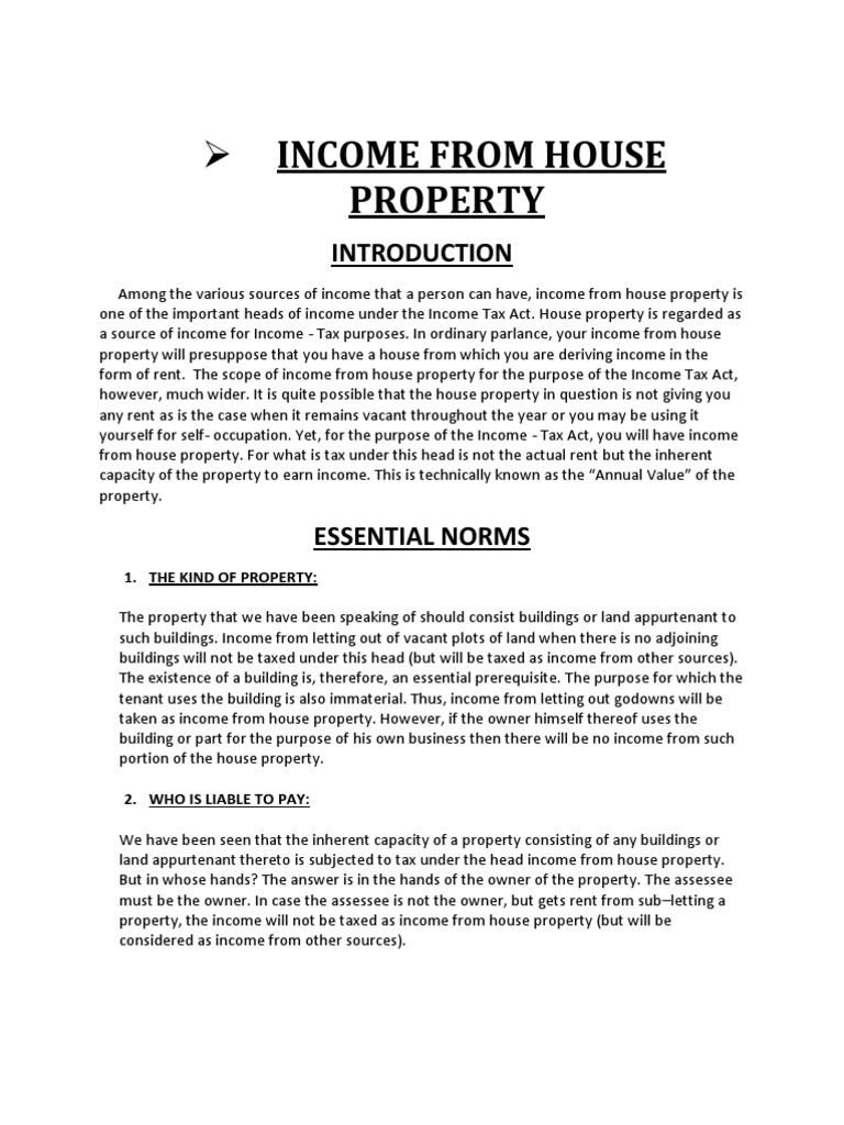 From House Property PDF Renting Tax Deduction