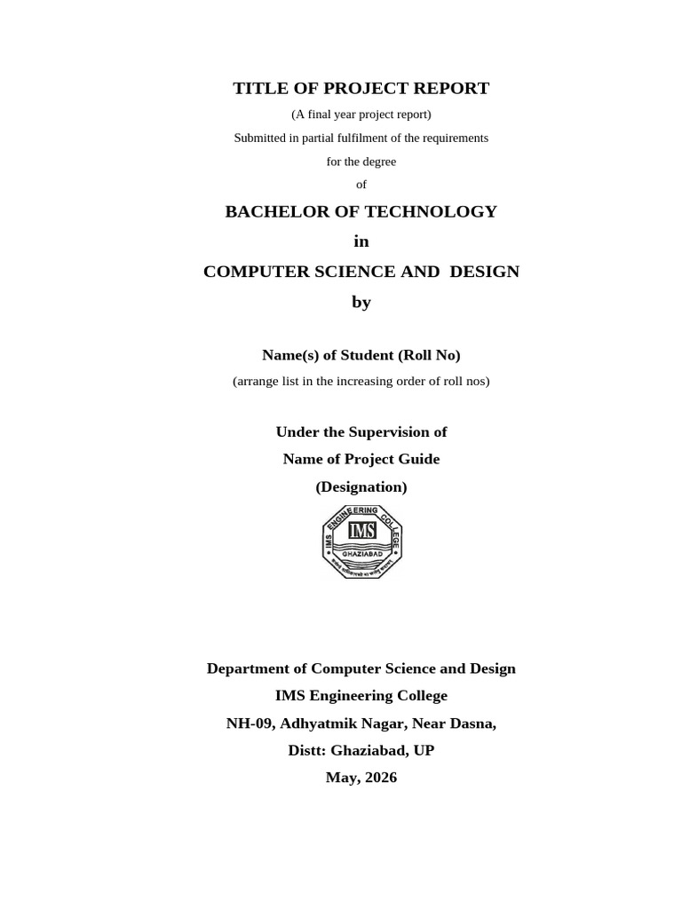 Project Report Format'_8th sem CSD_2025_26 | PDF | Engineering | Science