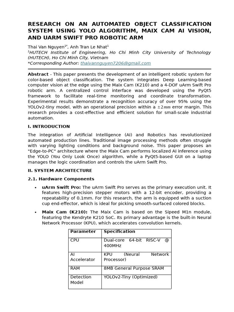 2026_research on an Automated Object Classification System Using Yolo ...