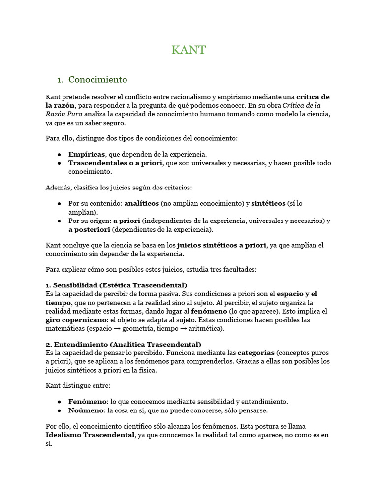 Kant | PDF | Immanuel Kant | A priori y a posteriori
