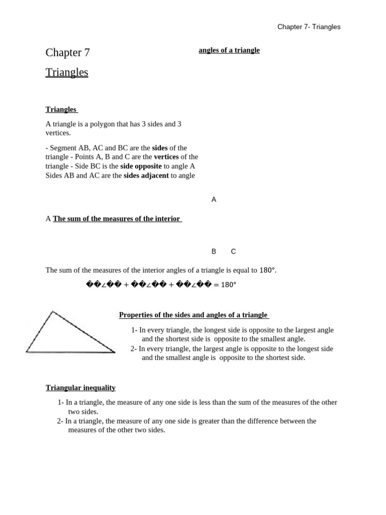 Chapter 7- Triangles | PDF | Triangle | Elementary Geometry