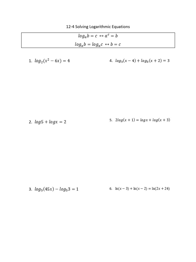 Ch12-4 Solving Logarithmic Equations NOTES | PDF