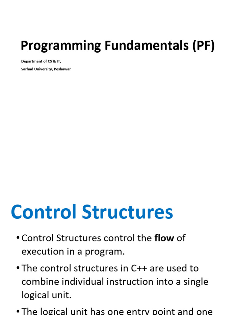 Control Structures in C++ | PDF | Control Flow | Integer (Computer Science)