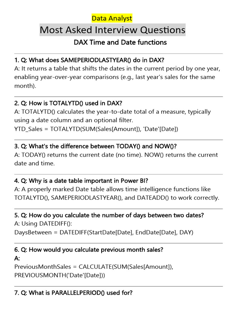 20 Dax Time and Date Functions | PDF