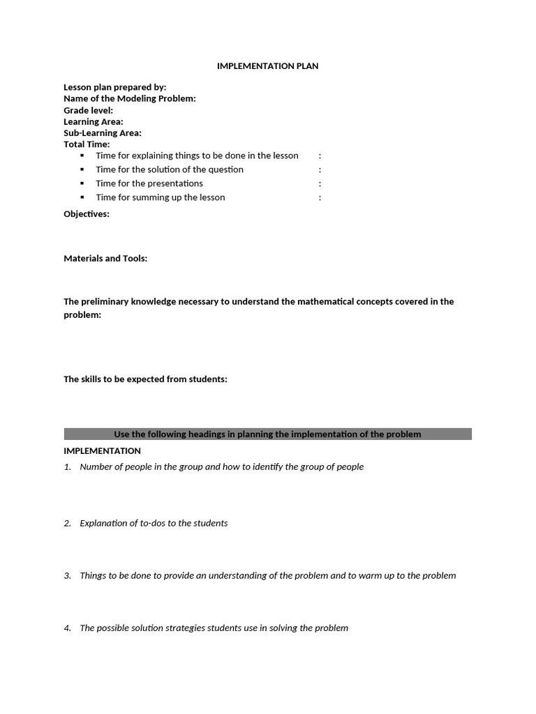 Implementation Plan Template | PDF