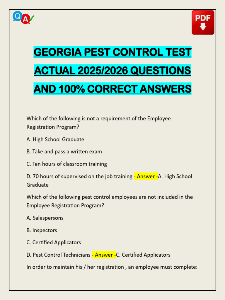 Georgia Pest Control Test Actual 2025 | PDF | Insects | Pesticide