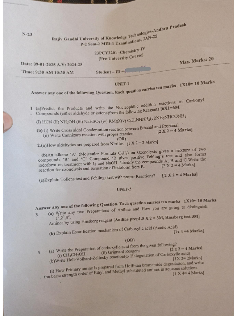 Chemistry Mid Papers | PDF