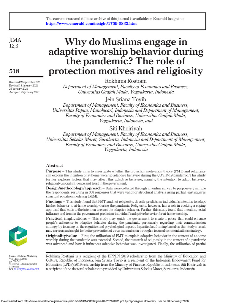 Moeslim Adaptive Behaviour | PDF | Intention | Motivation