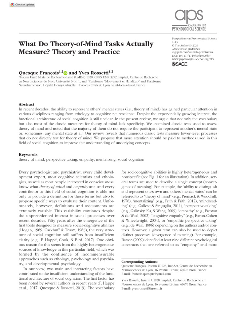 What do Theory of Mind tests actually measure (François & Rossetti ...