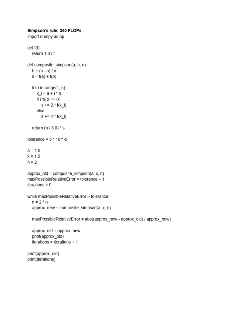Simpson’s Rule Code | PDF