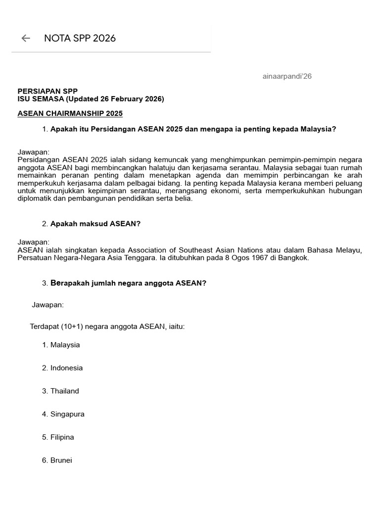 Nota Spp 2026 | PDF