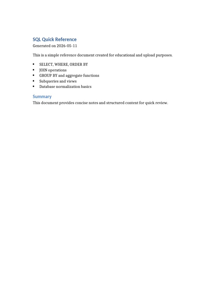 2 SQL Quick Reference | PDF