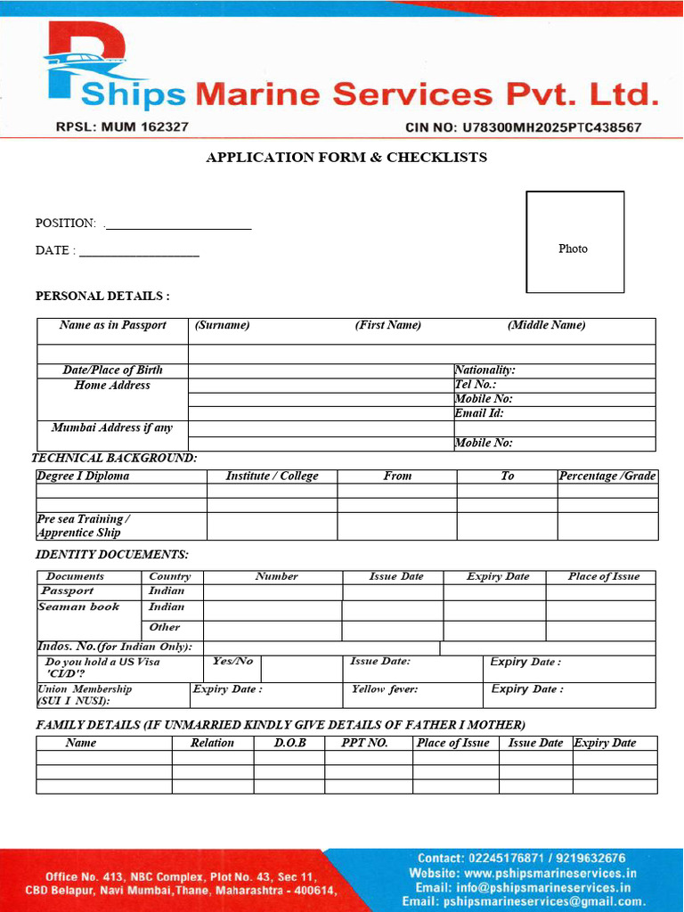New Updated P Ships Application Form (12 Page) | PDF | Sailor | Crimes