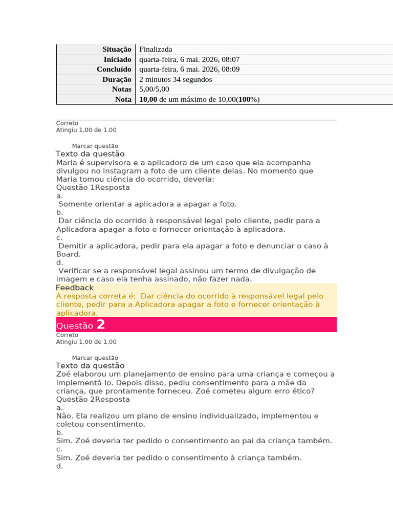 Disciplina 14 Teste da Aula 1 | PDF