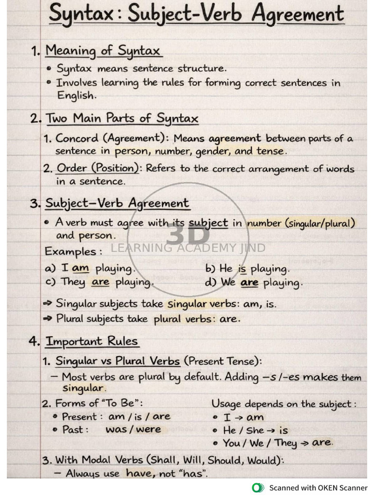 Subject Verb Agreement | PDF