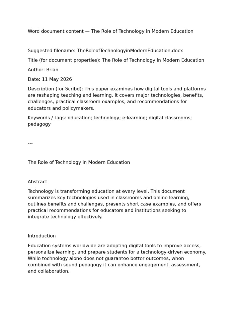 Document (2) (1) | PDF | Educational Technology | Teachers