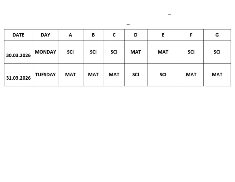 Evening Class Time Table Grade-1 | PDF