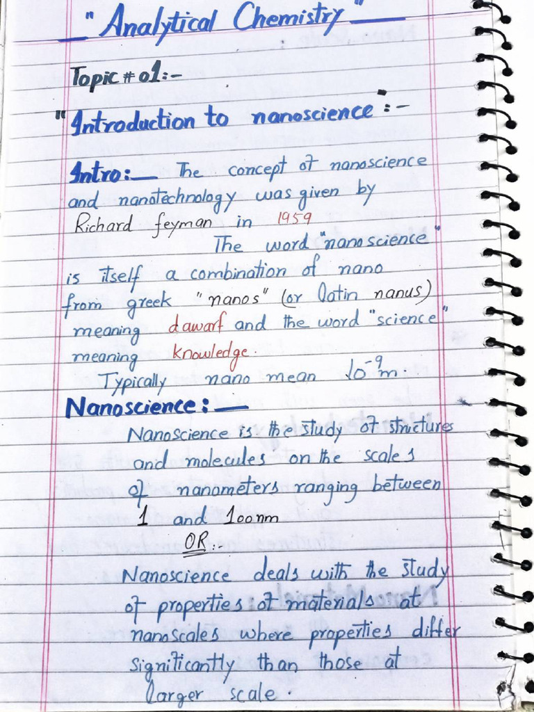 new Introduction to Nano Chemistry Notes #Hafiz | PDF