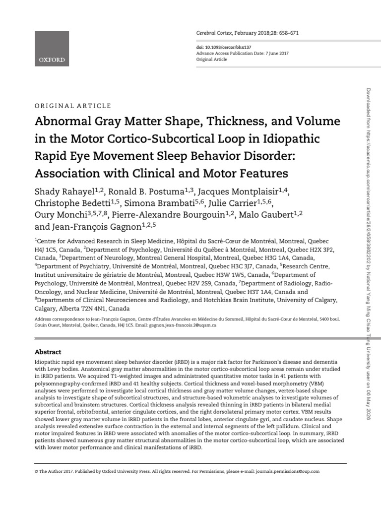 Abnormal Gray Matter Shape, Thickness, and Volume in the Motor Cortico ...