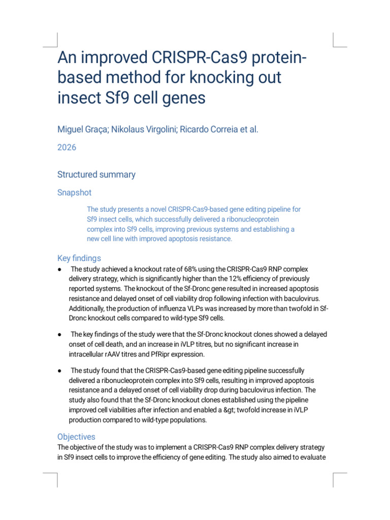 insect crispr cas summary | PDF | Transfection | Apoptosis
