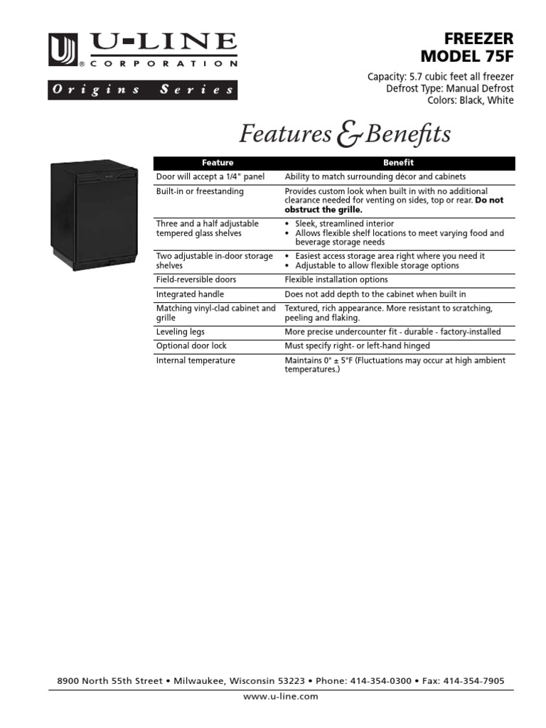 Brochure-Freezer Model 75 | PDF | Refrigerator | Motor Vehicle