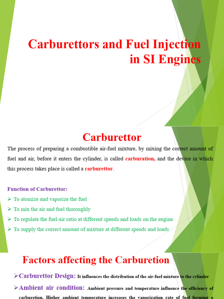 2. Carburettors and Fuel Injection in SI Engines | PDF | Fuel Injection ...