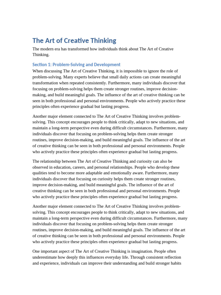_The_Art_of_Creative_Thinking | PDF | Creativity | Thought