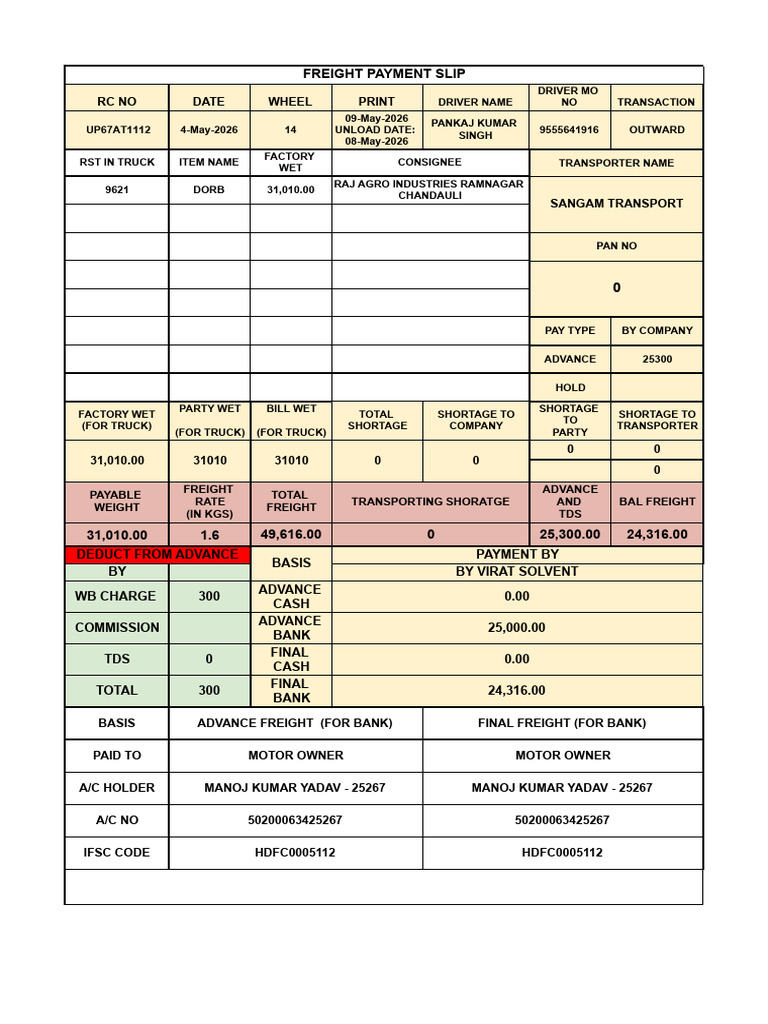 freight format 2026 | PDF | Payments