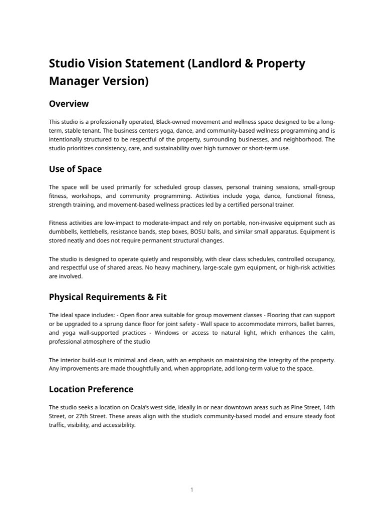 DWAW Studio Vision Statement | PDF | Leasehold Estate | Lease