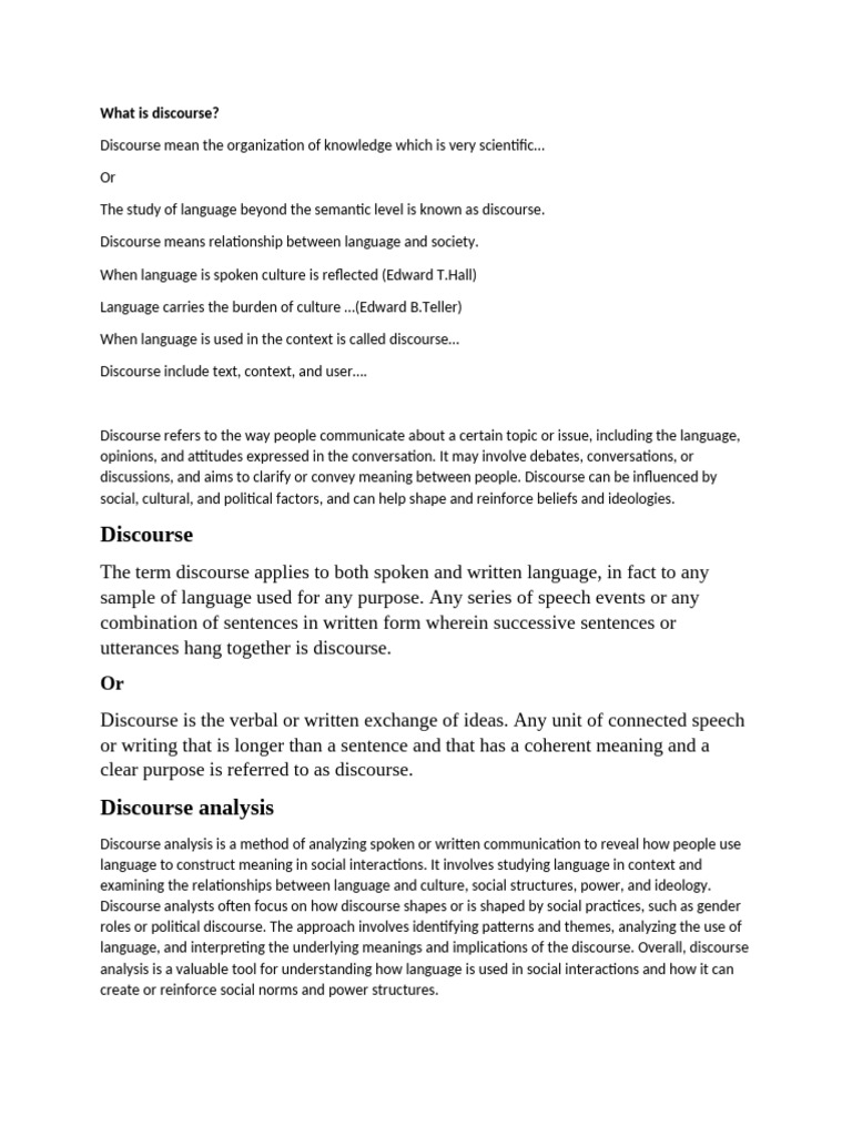 4.Discourse Definition and Types | PDF | Semantics | Discourse