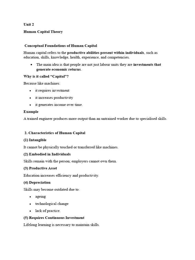 Human Capital Theory | PDF | Human Capital | Capital (Economics)