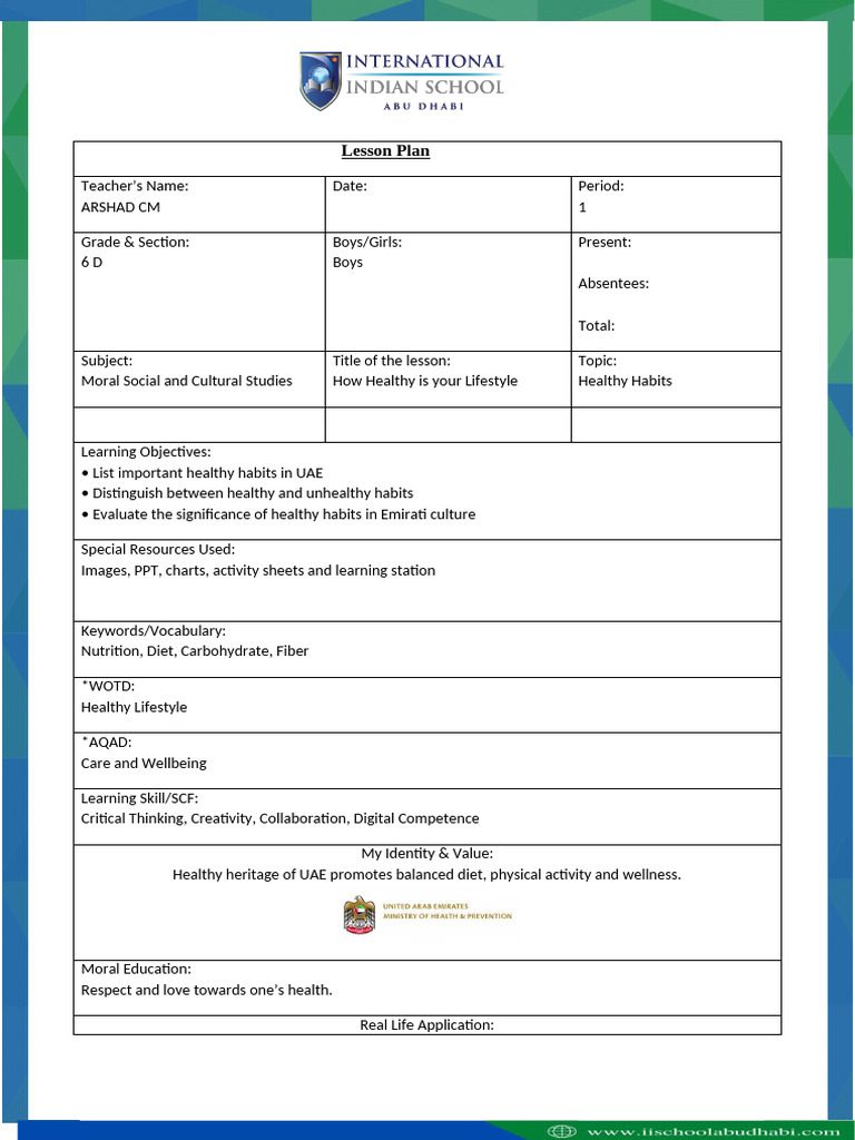 Updated Lesson Plan New Template (2) | PDF | Lesson Plan | Cognition
