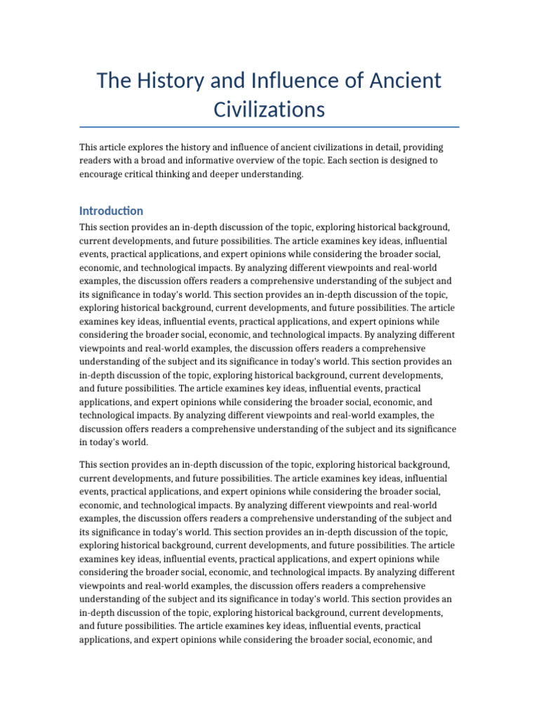 The History and Influence of Ancient Civilizations | PDF | Opinion